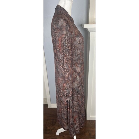 Soft Surroundings Semi-sheer Textured Animal Print Midi Dress Women's Sz Small - Picture 7 of 13